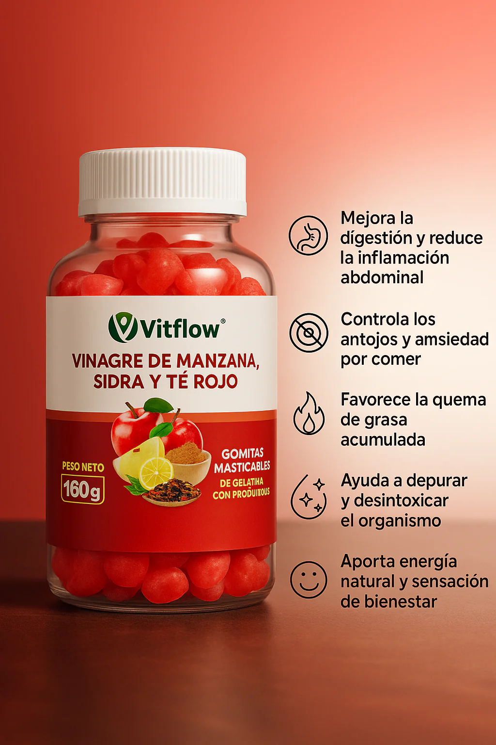 Gomitas De Vinagre De Manzana Y Te Rojo